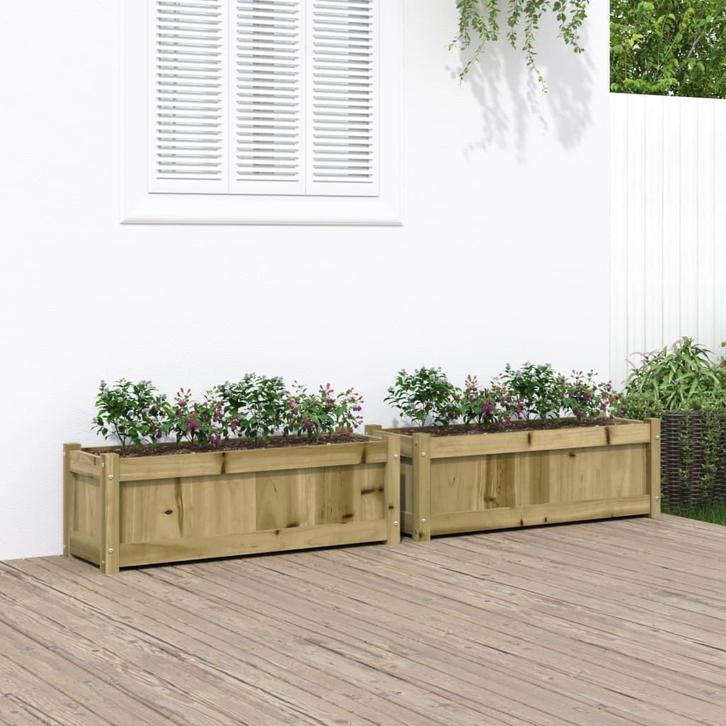 vidaXL Plantenbakken 2 st cm geïmpregneerd hout, Jardin & Terrasse, Pots de fleurs, Envoi