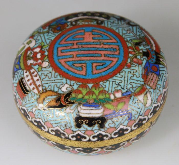 Boite en Bronze Cloisonne Dore - Shou - Bronze - Chine -, Antiek en Kunst, Antiek | Overige Antiek