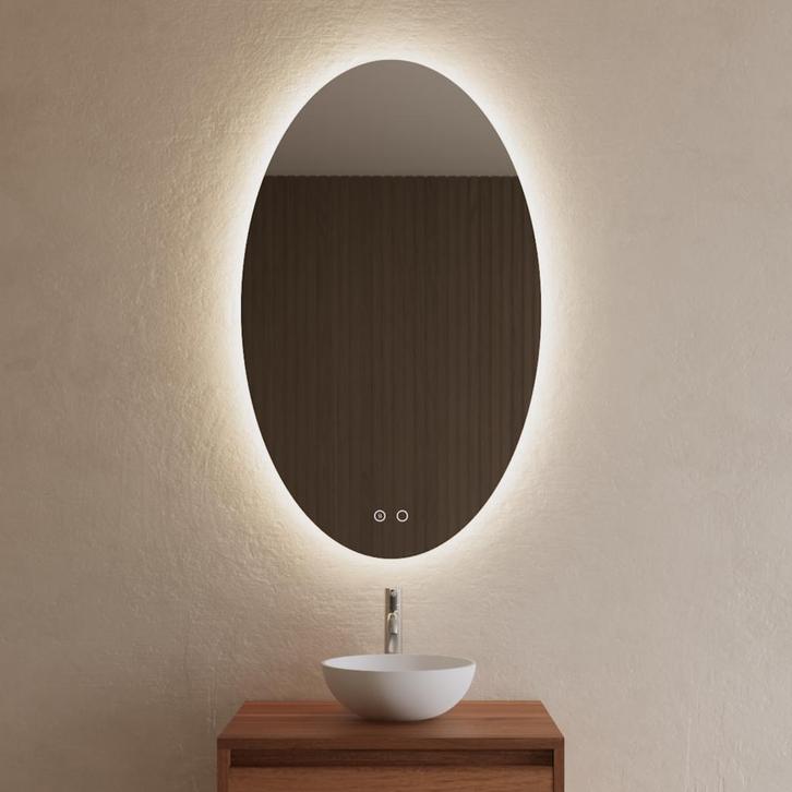BWS Badkamerspiegel | Spark Ovale Verticaal | met LED, Doe-het-zelf en Bouw, Sanitair, Overige typen, Nieuw, Ophalen of Verzenden