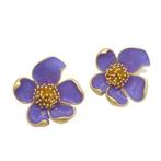 Oscar De La Renta - Verguld - Oorbellen - Lila Daisy, Antiek en Kunst