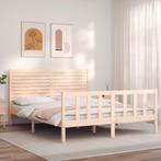 vidaXL Bedframe met hoofdbord massief hout, Huis en Inrichting, Slaapkamer | Bedden, Verzenden, Nieuw