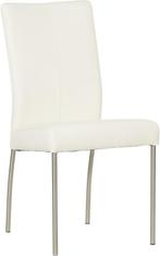 Witte leren moderne eetkamerstoel - poot rond inox - Toledo, Overige kleuren, Nieuw, Leer, Ophalen of Verzenden