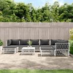 vidaXL 10-delige Loungeset met kussens staal wit, Tuin en Terras, Tuinsets en Loungesets, Verzenden, Nieuw, Loungeset