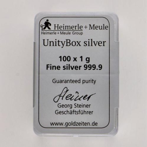 100 gram - Zilver .999 - 100x 1 Gram, Unity Box -, Postzegels en Munten, Edelmetalen en Baren