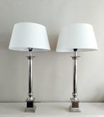 Tafellamp (2) - Zuil op voet - Metaal, nikkelplated - Set XL