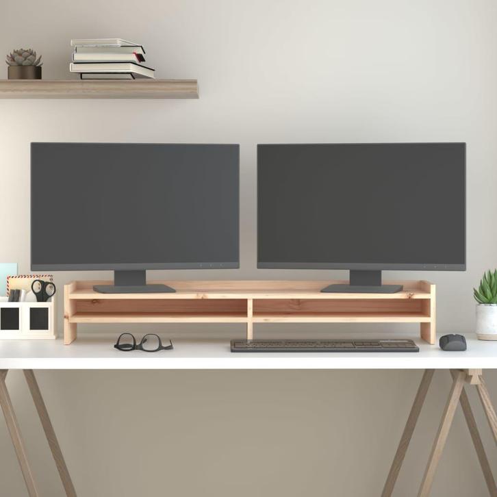 vidaXL Monitorstandaard 100x24x16 cm massief grenenhout, Computers en Software, Overige Computers en Software, Nieuw, Verzenden