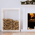 vidaXL Haardhoutrek 80x25x100 cm massief grenenhout wit, Verzenden