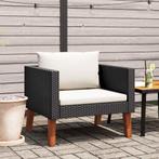 vidaXL Tuinbank eenzits met kussens poly rattan zwart, Tuin en Terras, Verzenden, Nieuw