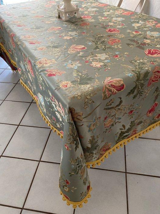 san leucio - Elegante damast tafelkleed in Venetiaans groen,, Antiek en Kunst, Antiek | Meubels | Tafels