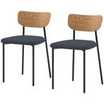 TRUUSK 2-delige Set Eetkamerstoelen - Linnenlook - Zonder Ar, Huis en Inrichting, Verzenden, Nieuw