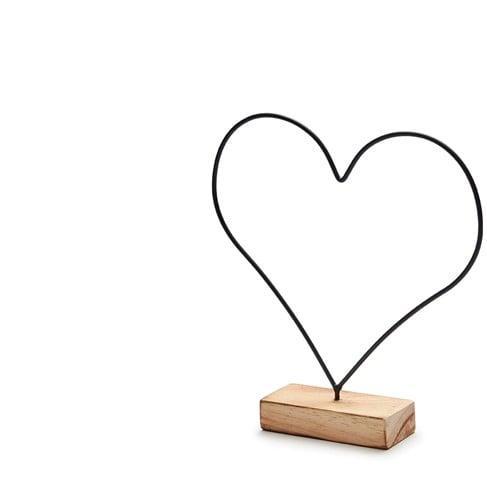 Metalen frame Hart op houten voet Zwart ca. 26 cm, Huis en Inrichting, Woonaccessoires | Kunstplanten en Kunstbloemen, Nieuw