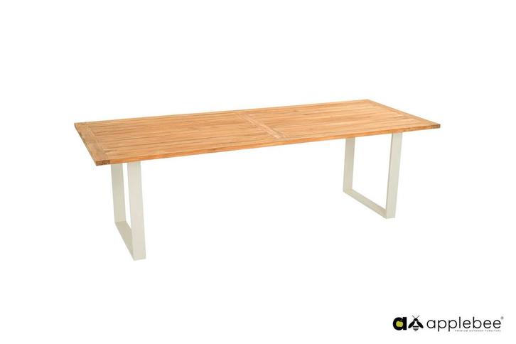 Apple Bee Condor tuintafel Oyster met teak blad 240 x 95 cm, Tuin en Terras, Tuinsets en Loungesets