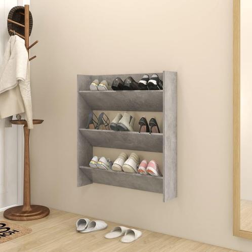 vidaXL Wandschoenenkast 80x18x90 cm spaanplaat betongrijs, Huis en Inrichting, Kasten | Schoenenkasten, Nieuw, Verzenden