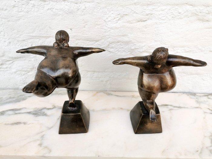 Beeldje - Dancing ladies (2) - Brons, Antiquités & Art, Art | Objets design