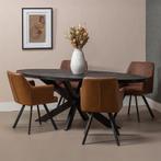 Mangohouten Eettafel Ovaal Oscar 180x100 cm Zwart (5cm), Huis en Inrichting, Tafels | Eettafels, 100 tot 150 cm, Verzenden, Nieuw