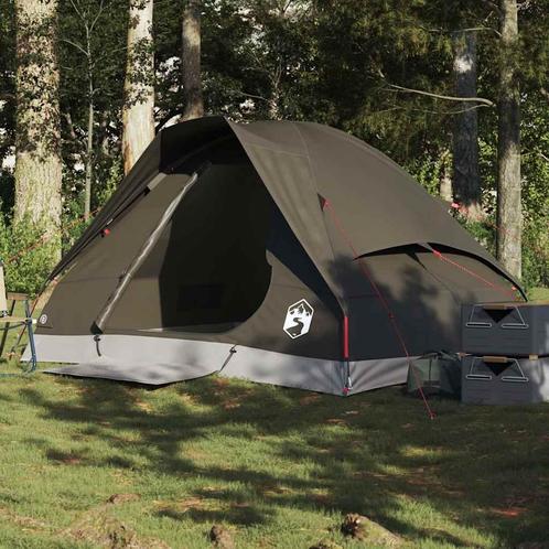 vidaXL Koepeltent 2-persoons waterdicht bruin, Caravans en Kamperen, Tenten, Nieuw, Verzenden