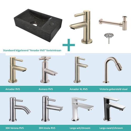 FonteinPack Natuursteen Rechts 36x18x9 cm RVS (Keuze uit 8, Doe-het-zelf en Bouw, Sanitair, Overige typen, Nieuw, Ophalen of Verzenden