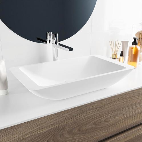 MONDIAZ TOPI Waskom solid surface 60cm kleur Talc / Talc, Doe-het-zelf en Bouw, Sanitair, Overige typen, Nieuw, Ophalen of Verzenden