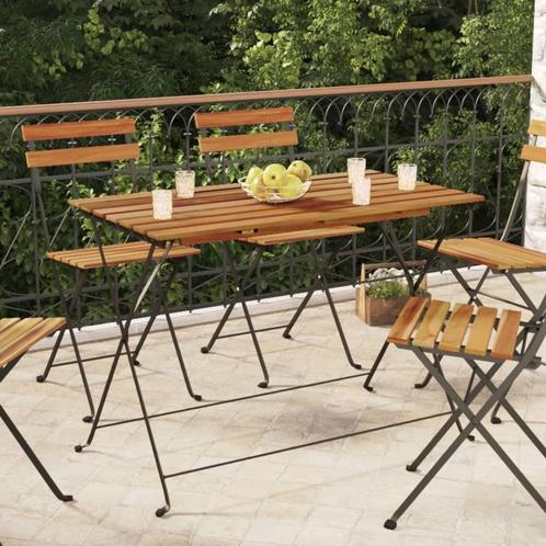 vidaXL Table de bistro pliante 100x54x71cm Bois acacia, Jardin & Terrasse, Ensembles de jardin, Neuf, Envoi