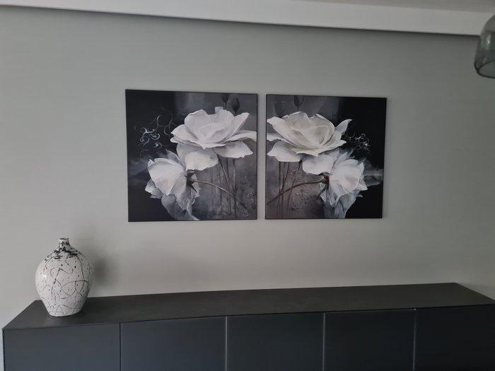 Willem Haenraets (1940) - Witte rozen (een pendant), Antiek en Kunst, Kunst | Schilderijen | Modern
