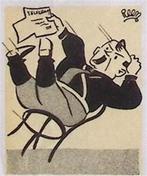 Mussert valt van zn stoel op spotprent (lijst optie), Verzenden