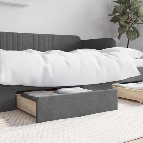 vidaXL Opberglades bed 2 st bewerkt hout en stof donkergrijs, Huis en Inrichting, Slaapkamer | Bedden, Nieuw, Verzenden