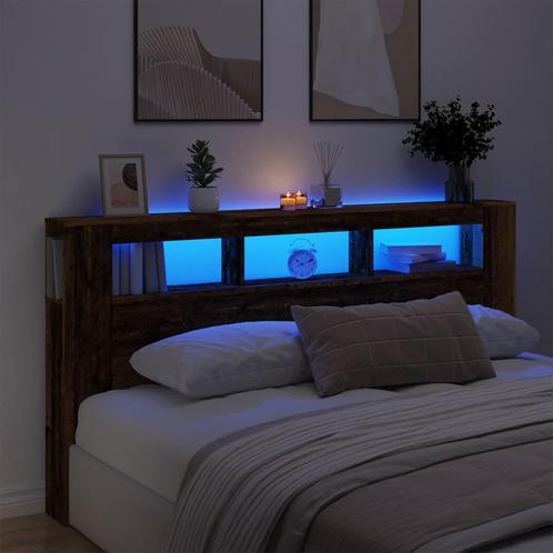 vidaXL Hoofdeinde met LED 200x18,5x103,5 cm bewerkt hout oud, Huis en Inrichting, Slaapkamer | Bedden, Nieuw, Verzenden