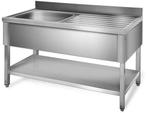 Q-Gastro Robuste RVS 1 Baks Spoeltafel + opstaande rand 120x, Zakelijke goederen, Horeca | Keukenapparatuur, Ophalen of Verzenden