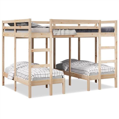 vidaXL Stapelbed 3-voudig massief grenenhout 140x200/70x140, Huis en Inrichting, Slaapkamer | Bedden, Nieuw, Verzenden
