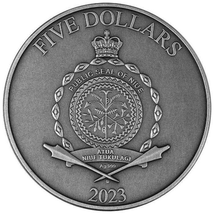 Niue. 5 Dollars 2023 Odin - Lord Of Valhalla 2 oz Antique, Timbres & Monnaies, Monnaies | Europe | Monnaies non-euro