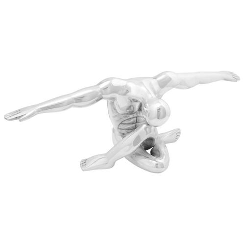 vidaXL Sculptuur Zilver 63x20x22 cm Aluminium Denkende Man, Antiek en Kunst, Kunst | Beelden en Houtsnijwerken, Verzenden