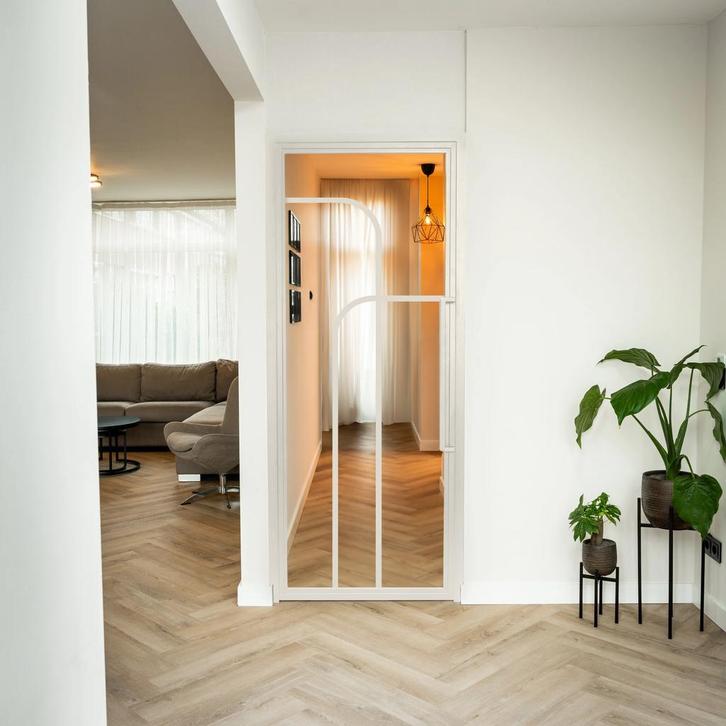 Stalen Binnendeur - Wit - 4 Vlaks rond - Helder glas, Bricolage & Construction, Fenêtres & Moustiquaires