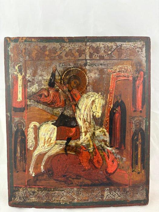 Icoon - Joris de Drakendoder - Hout, Antiek en Kunst, Kunst | Niet-Westerse kunst