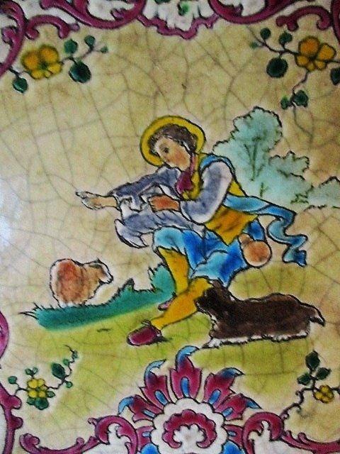 Longwy, Grote - Onderzetter - Cloisonnéé emaille keramiek ,, Antiek en Kunst, Antiek | Glaswerk en Kristal