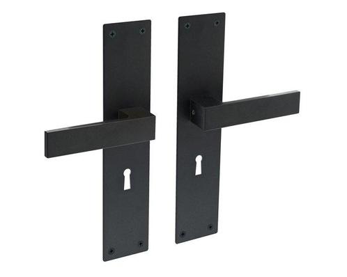 Deurklink Amsterdam schild zwart sleutelgat 56mm, Doe-het-zelf en Bouw, Hang- en Sluitwerk, Klink of Kruk, Nieuw, Ophalen of Verzenden