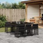 vidaXL 7-delige Tuinset met kussens poly rattan zwart, Verzenden, Nieuw, Tuinset