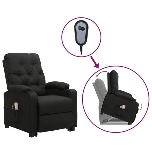 vidaXL Sta-op-massagestoel stof zwart, Maison & Meubles, Chaises, Envoi