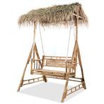 vidaXL Schommelbank met palmbladeren 2-zits 202 cm bamboe, Tuin en Terras, Verzenden, Nieuw