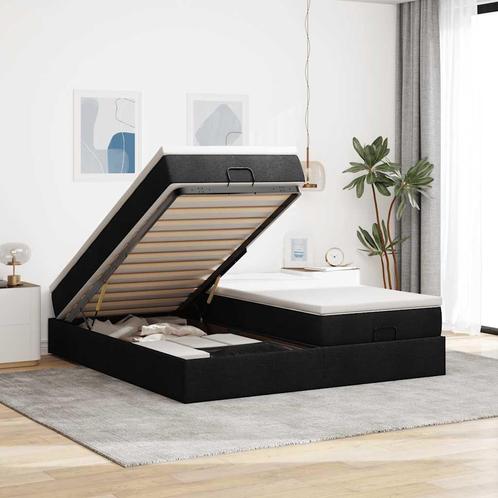 vidaXL Ottoman bed met matrassen 200x200cm stof zwart, Huis en Inrichting, Slaapkamer | Bedden, Nieuw, Verzenden