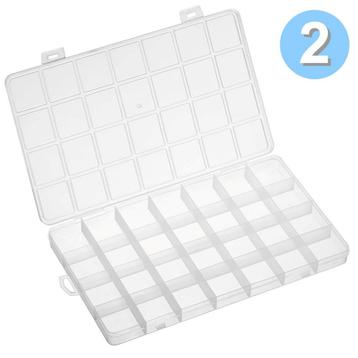 Fako Bijoux - 2x Opbergdoos XLarge - 28 Vakjes - Kralendoos beschikbaar voor biedingen