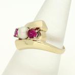 Ring - 14 karaat Geel goud - Parel, Spinel, Nieuw