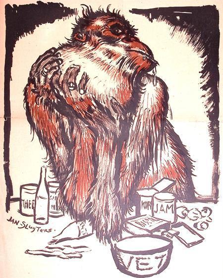 Spotprent Kritiek op hamsteren door Nederlandse elite tij..., Antiek en Kunst, Kunst | Litho's en Zeefdrukken, Verzenden
