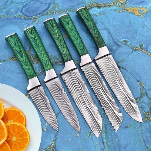 Keukenmes - Kitchen knife set - VG 10 Staal Minder Staal &, Antiek en Kunst, Antiek | Keukengerei