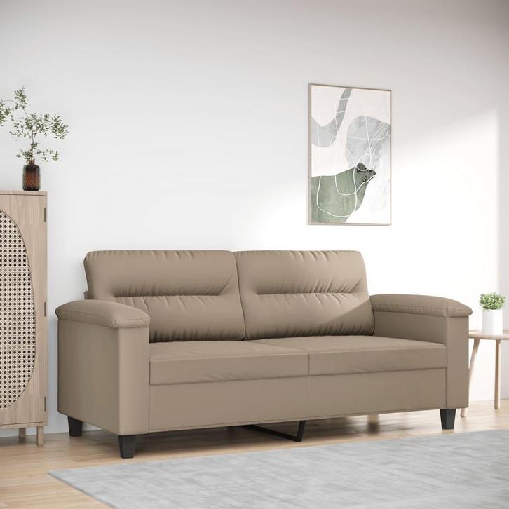 vidaXL Tweezitsbank 140 cm microvezelstof taupe, Huis en Inrichting, Zetels | Zetels, Nieuw, Verzenden