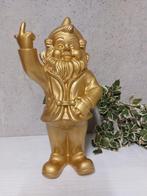 Beeld, naughty gold gnome with middle finger - 30 cm -