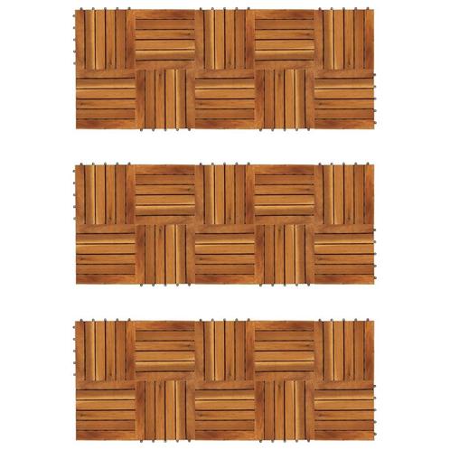 vidaXL Terrastegels verticaal patroon 30 x 30 cm Acacia set, Doe-het-zelf en Bouw, Vloerdelen en Plavuizen, Nieuw, Verzenden