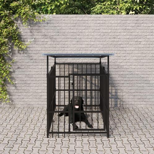 vidaXL Hondenkennel met dak 1,88 m² staal, Animaux & Accessoires, Caisses pour chiens, Envoi