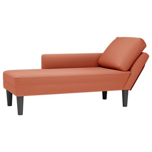 vidaXL Chaise longue met kussen corduroy stof rood oranje, Huis en Inrichting, Zetels | Zetels en Chaises Longues, Nieuw, Verzenden
