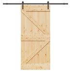 vidaXL Schuifdeur met beslag 100x210 cm massief grenenhout, Doe-het-zelf en Bouw, Deuren en Vliegenramen, Verzenden, Nieuw