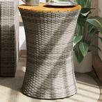 vidaXL Tuinbijzettafel trommelvormig poly rattan en massief, Tuin en Terras, Tuintafels, Verzenden, Nieuw
